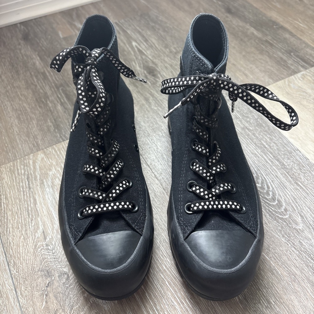 Converse Black Platform Women's Sneakers Size 7.5 Polka Dot Laces